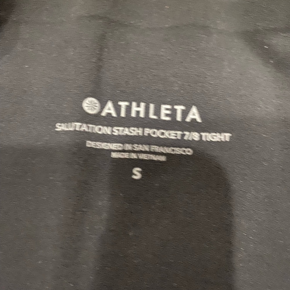 Athleta Salutation Stash Pocket 7/8 Tight Small Black White High Rise Leggings - Picture 4 of 7